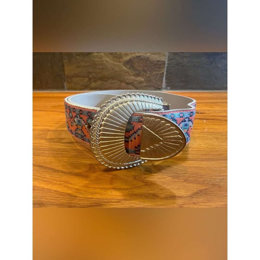 Vintage Colorful Nuovo Belt with Decorative Silver Buckle (017)